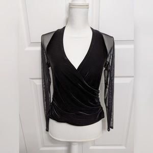 Tadashi Collection Black Faux Wrap Top